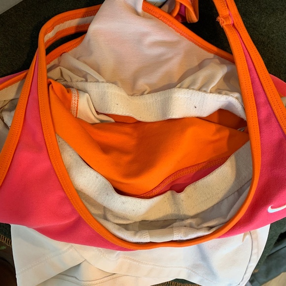 Nike Orange Pink & White Striped Built In Bra Active Tank Top - Picture 5 of 5